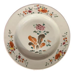 Antique 18th Century Chinese Export Qianlong Porcelain Famille Rose Plate