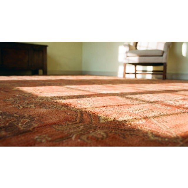 1900s Orange Salmon Geometric Antique Decorative Turkish Oushak Rug 17' X 19'8" Handknotted Wool Carpet For Sale - Image 10 of 10