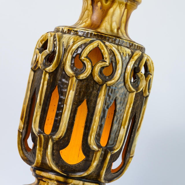 Pair Mid-Century Modern Drip Glazed Ceramic Lamps, Hand-Crafted For Sale - Image 10 of 15