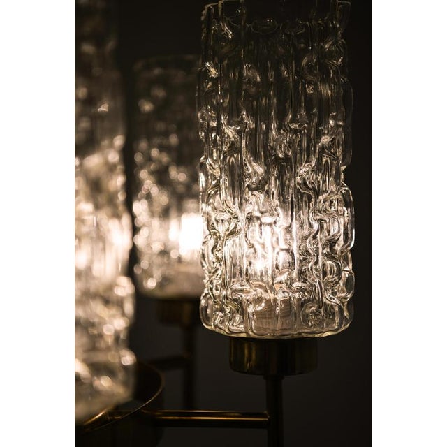 Gold Chandelier in Brass and Glass by Carl Fagerlund, 1950s For Sale - Image 8 of 12
