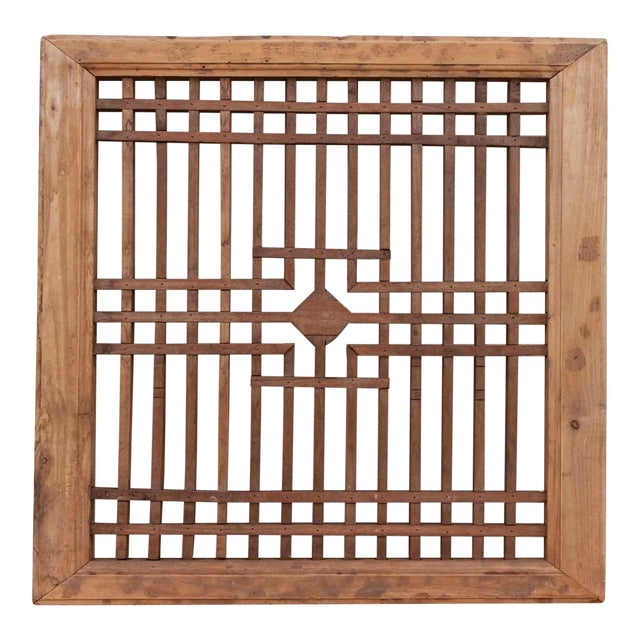 Antique Asian Oxidized Wooden Window For Sale