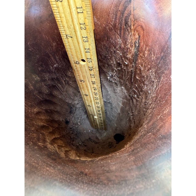 Large Single Block Hand-Carved Ornate Walnut Urn For Sale - Image 12 of 12