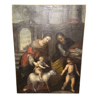 Unknown, The Holy Family with the Lamb, 17th Century, Oil on Canvas For Sale
