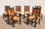 French Provincial Set of 6 Spanish Revival Carved Wood & Tan Leather Dining Chairs For Sale - Image 3 of 18