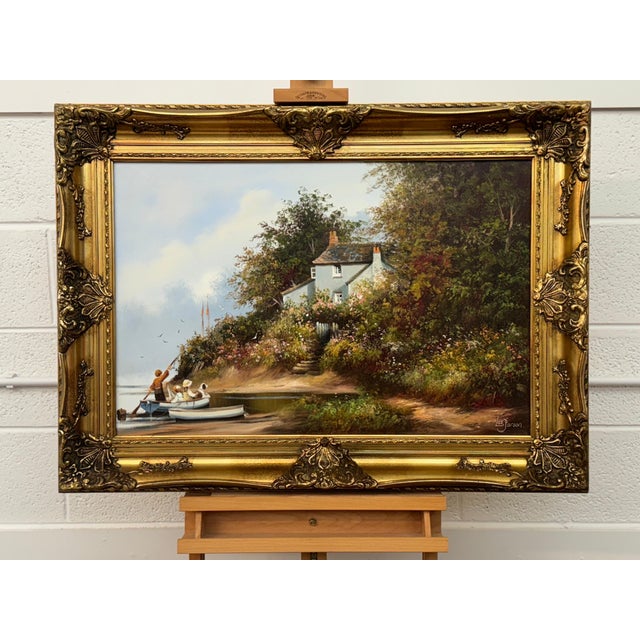 Three Children and Dog in a Rowing Boat at a Farmhouse Flower Garden in England 1980 Circa For Sale - Image 10 of 17