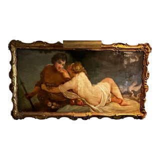 Large Antique Oil on Canvas of Venus & Adonis With Giltwood Frame For Sale