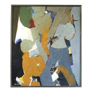 Mid-Century Modern 'Intersecting Rhythm' Vintage Original Abstract Oil Painting by Swedish Painter Hans Osswald (1919-1983), Framed For Sale