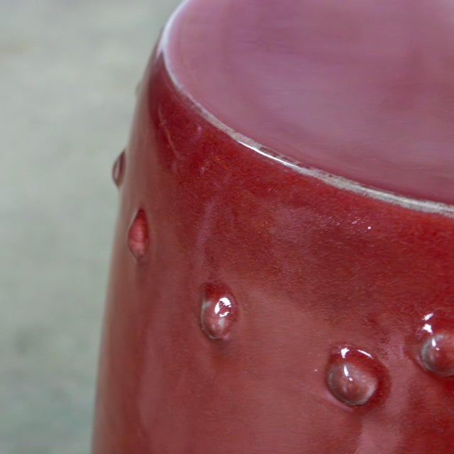 Late 20th Century Traditional Asian Garden Stool or Plant Stand From Gumps Oxblood Glazed Ceramic For Sale - Image 11 of 18