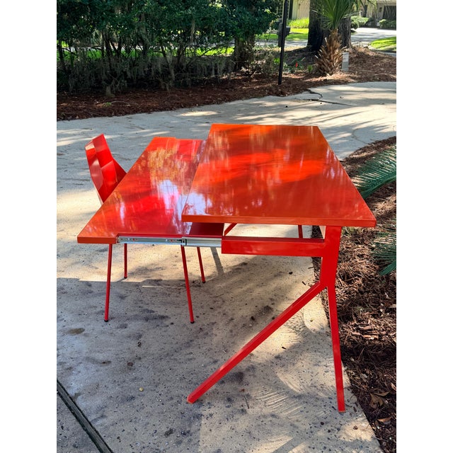 Blu Dot Modern Red Lacquered Desk and Chair For Sale - Image 4 of 14