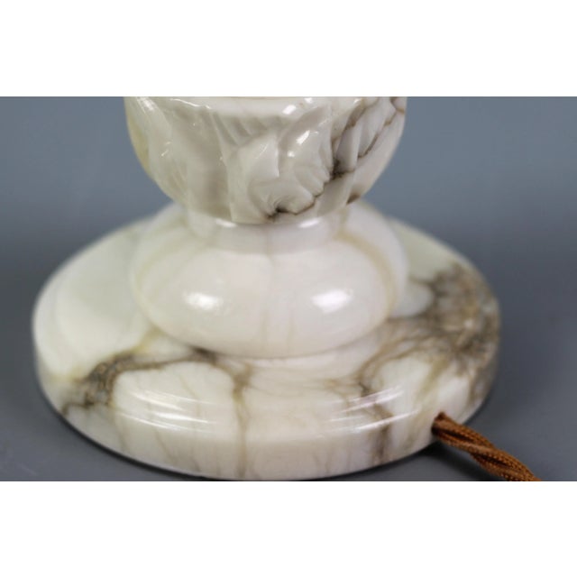 Mid-Century Italian White Flower Alabaster Table Lamp, 1950s For Sale - Image 11 of 18