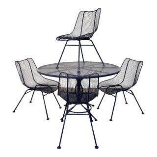 Mid 20th Century Woodard Sculptural Outdoor Dining Set & 4 Chairs, Attributed For Sale