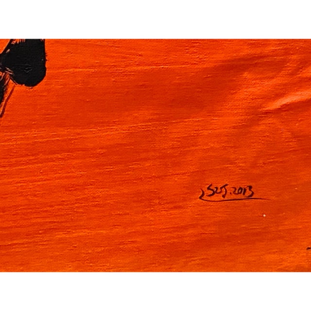 2010s Oil Paint Canvas Art Black Artistic Racing Horse Wall Decor Painting For Sale - Image 5 of 5