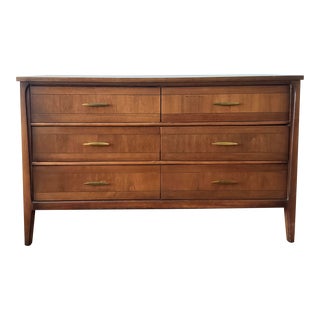 1960s Small Walnut Six Drawer Dresser For Sale