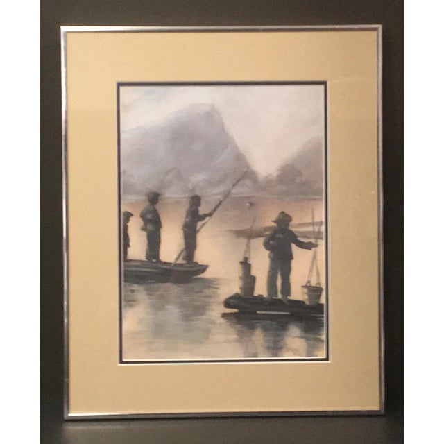 Vintage "Li River China" Watercolor Painting by Molly Rice, Framed For Sale - Image 11 of 13