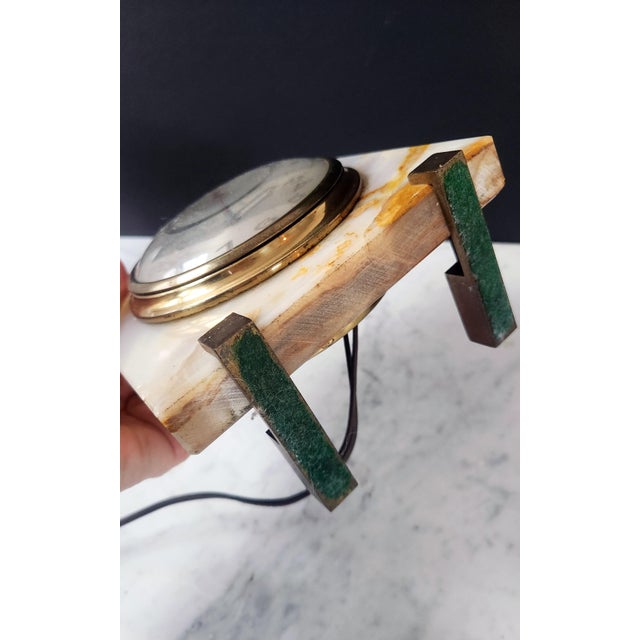 1930s Art Deco Onyx Desk Clock by Sessions – Electric Stone Mantle Clock, Brass Bezel For Sale - Image 14 of 18