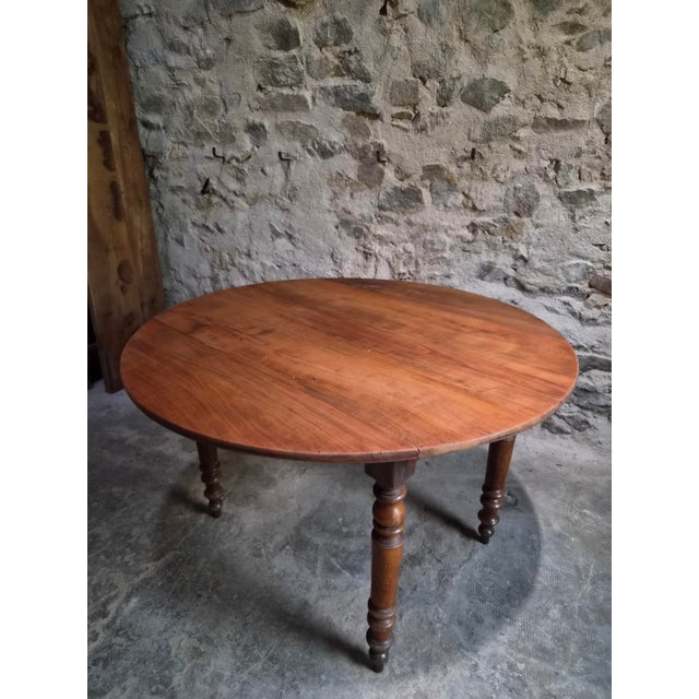 Antique French Drop-Leaf Dining Table in Cherrywood and Walnut, 1870s For Sale - Image 4 of 18