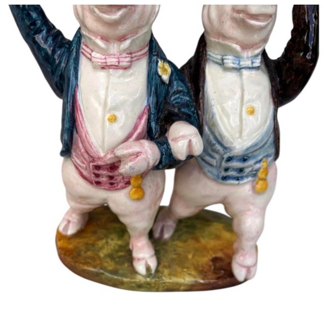 19th Century Rare French Majolica Pigs Gentlemen Delphin Massier For Sale In Austin - Image 6 of 7