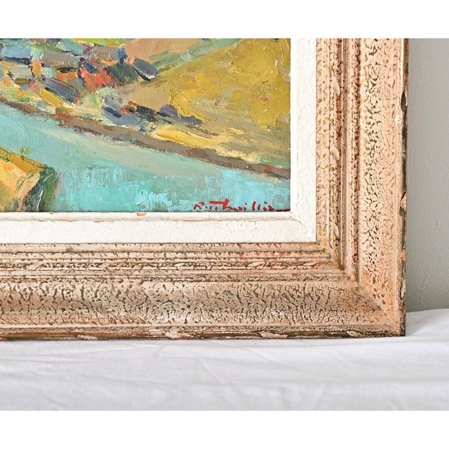 French Vintage Framed Mountain Landscape Painting For Sale - Image 4 of 9