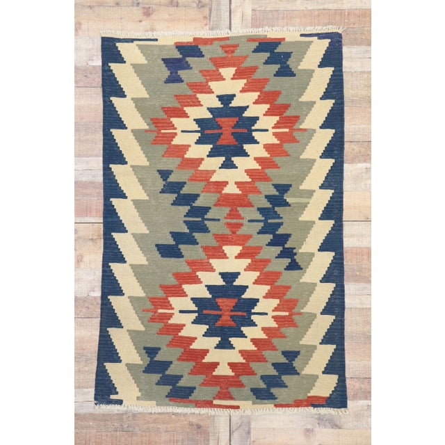 Gray Vintage Persian Shiraz Kilim Rug, 03'08 X 05'08 For Sale - Image 8 of 9