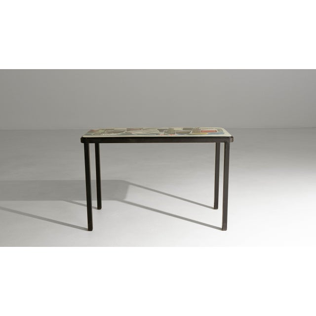 20th Century Italian Metal Coffee Table with Artistic Enamel Top For Sale - Image 11 of 18