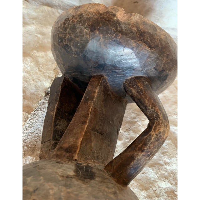 Wood Vintage African Ceremonial Tribal Art Dogon Wood Stool With a Rich Brown Patina For Sale - Image 7 of 12