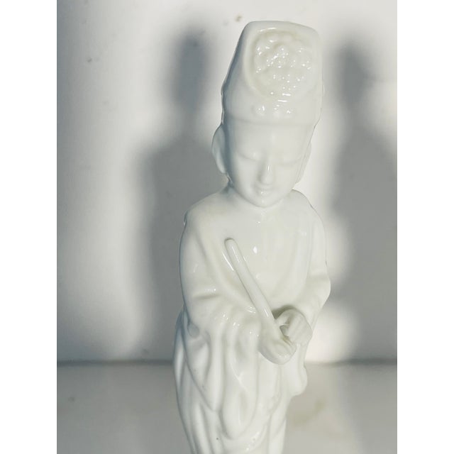 Chinese Antique Blanc De Chine Z Chinese Porcelain Pair of Deities For Sale - Image 3 of 7