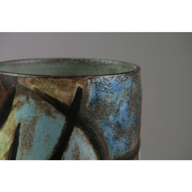 Blue Large Ceramic Vase by Alexandre Kostanda for Vallauris, France, 1950s For Sale - Image 8 of 10
