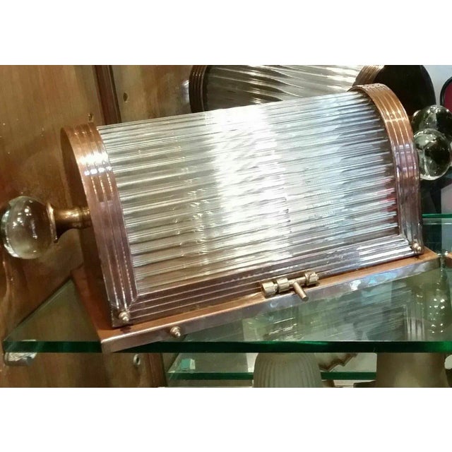 Vintage Art Deco Bronze Case & Glass Rod Wall Sconces - a Pair For Sale - Image 4 of 9