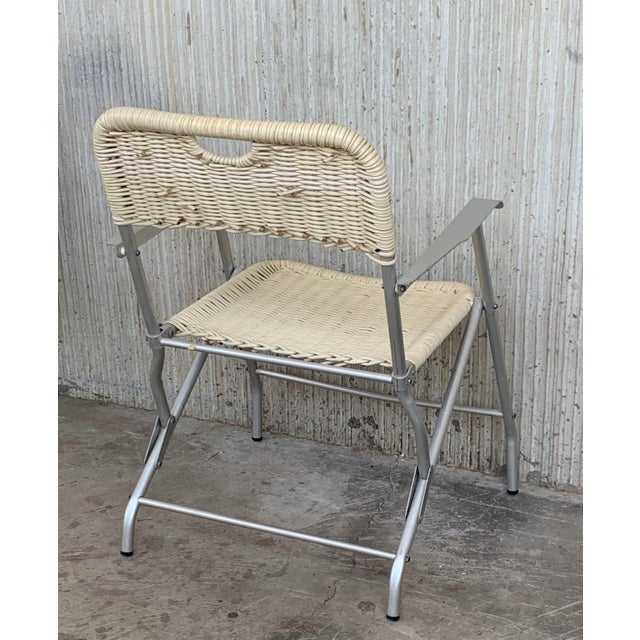 Mid-Century Modern Pair of Coated Cane and Aluminium Folding Armchairs For Sale - Image 13 of 18