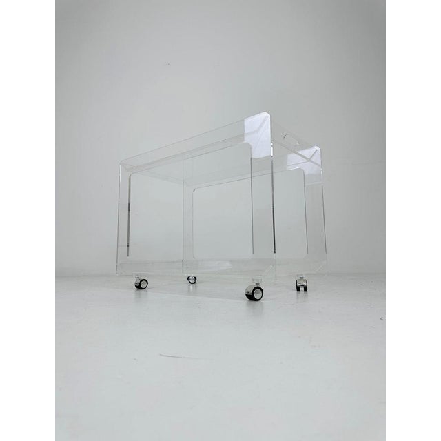 Italian Acrylic LCP Transparent Trolley Space Age, 1980s For Sale - Image 3 of 11