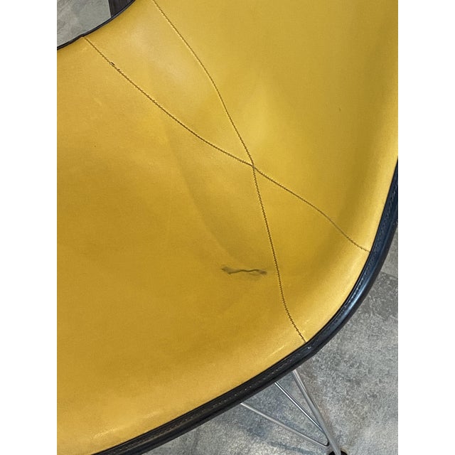 Vintage Yellow Vinyl-Covered Fiberglass Chair by Charles and Ray Eames for Herman Miller, 1950s For Sale - Image 18 of 18