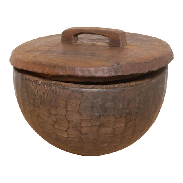 Vintage Carved Wood Naga Bowl For Sale