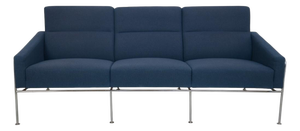 3303 Three-Seater Airport Sofa in Blue Fabric by Arne Jacobsen, 1980s