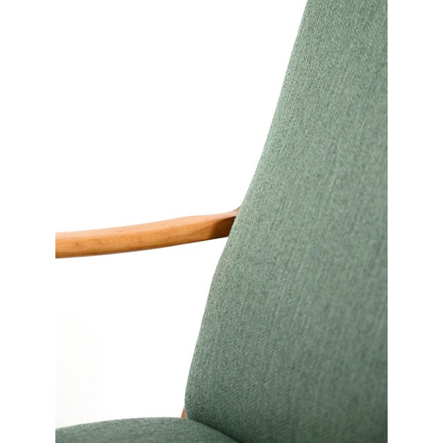 Scandinavian Armchair in Sage Green Wool, 1960s For Sale - Image 6 of 11
