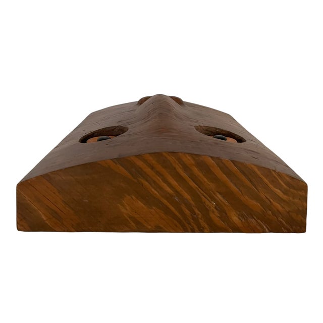 Brown 2002 Wooden Face Wall Sculpture For Sale - Image 8 of 11