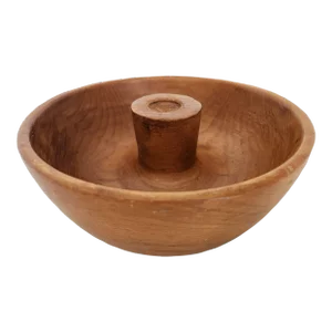 1970s Hand Turned Teak Wood Nut Bowl