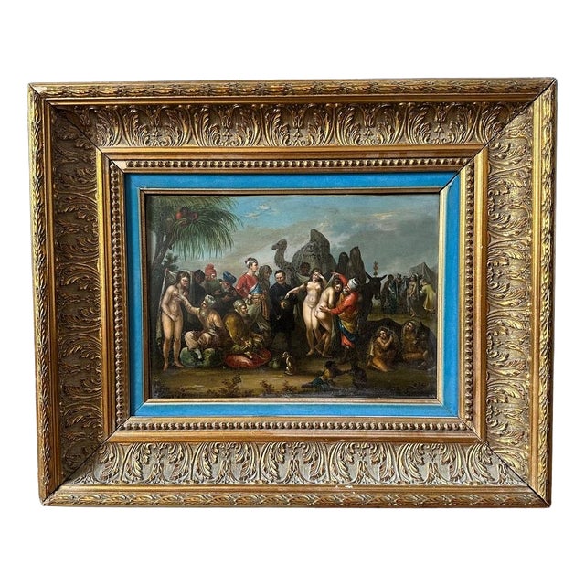J. Muller, The Slave Market, 19th Century, Oil Painting on Copper Plate For Sale