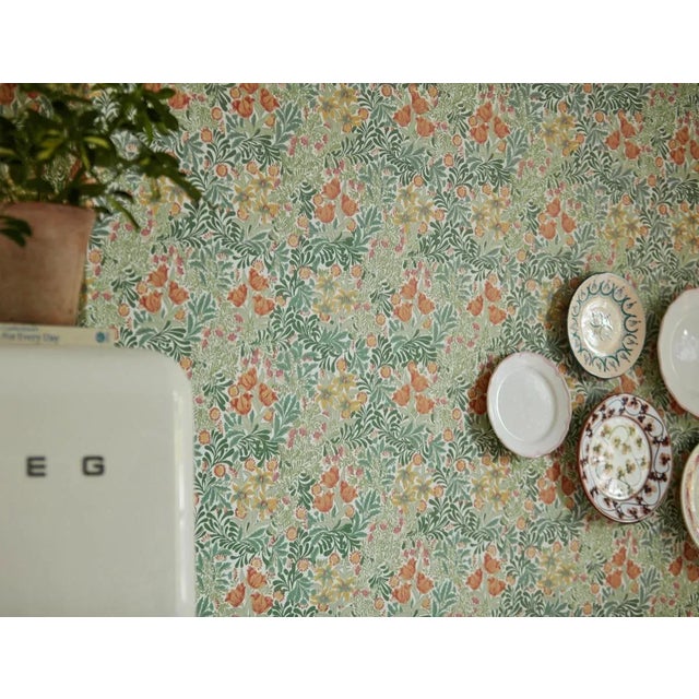 English Morris & Co Bower Wallpaper in Herball/Weld - a Sample For Sale - Image 3 of 4