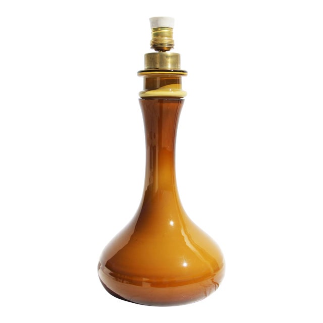 Italian Mid-Century Orange-Amber Murano Glass Table Lamp For Sale