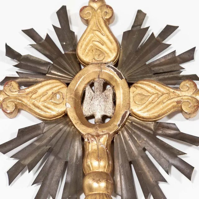 1 French Baroque Style Hand Carved Giltwood Processional Cross For Sale - Image 10 of 13