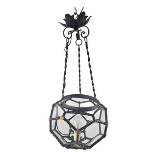 Vintage Tole Honeycomb Pendant Light, 1950s For Sale