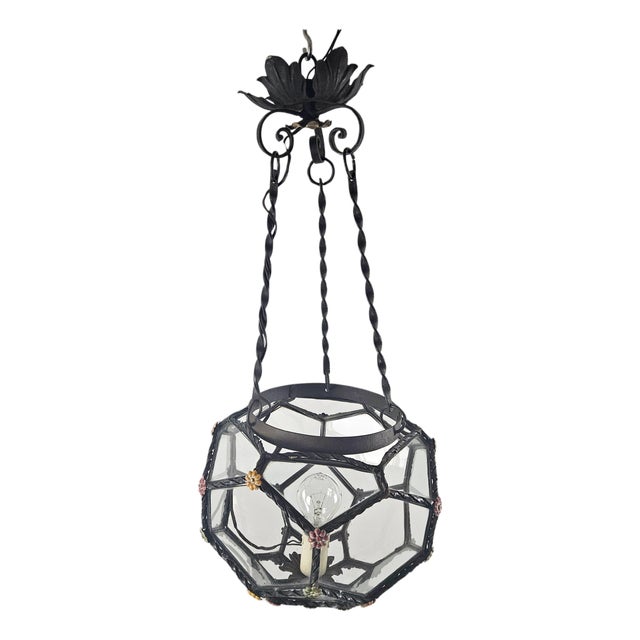 Vintage Tole Honeycomb Pendant Light, 1950s For Sale