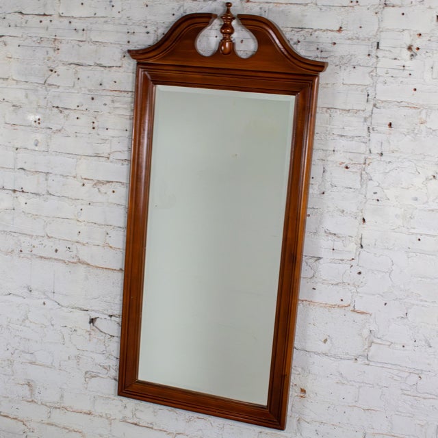 Mid to Late 20th Century Chippendale Style Wall Mirror Rectangular With Arched Carved Pediment Top For Sale - Image 4 of 18