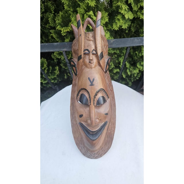 Vintage Wooden African Mask, 1960s For Sale - Image 10 of 10