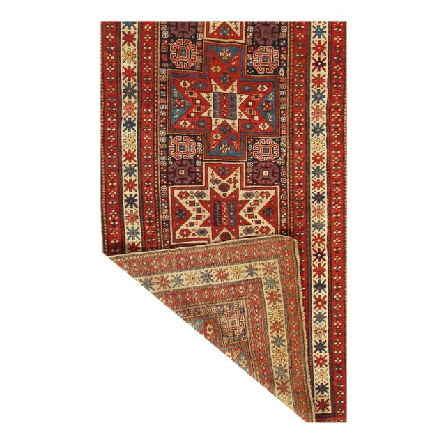 Traditional Navy Blue Vintage Russian Kazak 3'5'' X 9'8'' For Sale - Image 3 of 4