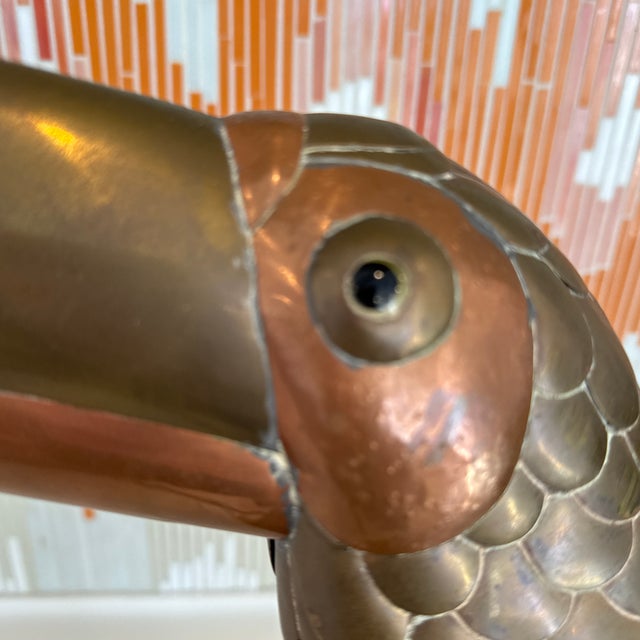 Vintage Brass and Copper Attributed Sergio Bustamante Toucan Bird For Sale - Image 12 of 12