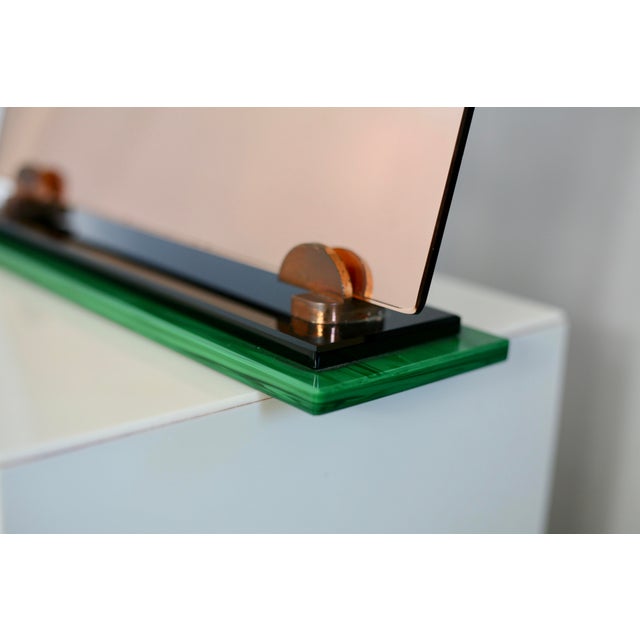 Smoked Mirror, Black Glass and Green Stone Support, France, 1958 For Sale - Image 4 of 15