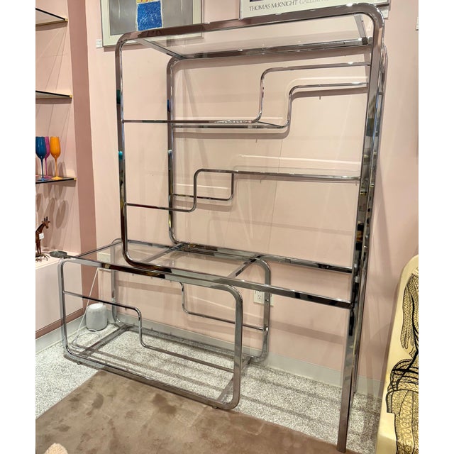 1980s Dia Chrome and Glass Nesting Etagere, Attributed For Sale - Image 9 of 12
