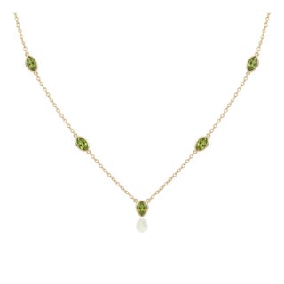 Dainty Peridot Layering Necklace | Green Gemstone Floating Charm Chain Necklace | August Birthstone Jewelry For Sale
