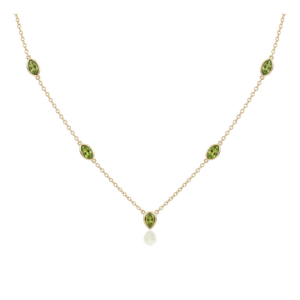 Dainty Peridot Layering Necklace | Green Gemstone Floating Charm Chain Necklace | August Birthstone Jewelry
